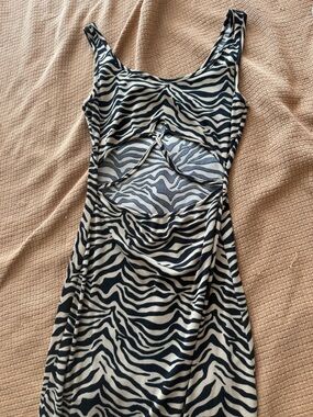 Black and Cream Zebra Print Maxi Dress